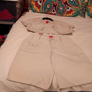 Massimo  Beige 2 piece crop shorts set